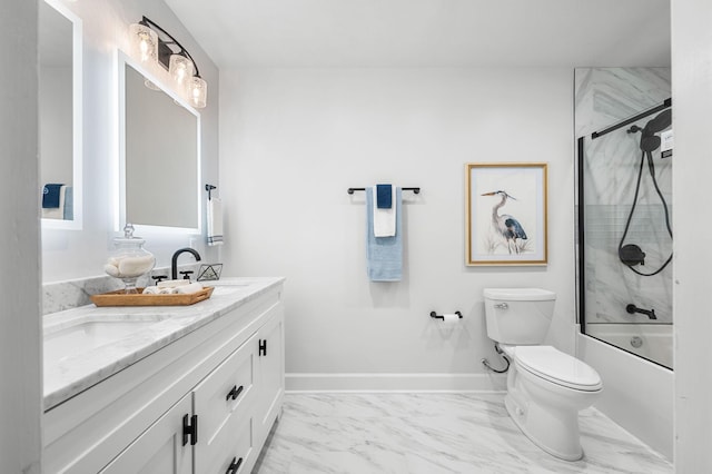 full bathroom with vanity, toilet, and shower / bath combination with glass door