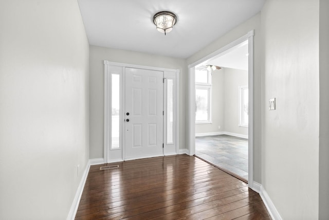 foyer featuring dark wood-type flooring