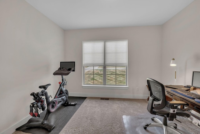 office featuring dark carpet