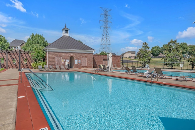 view of swimming pool featuring a patio