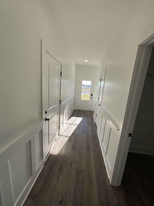 hall featuring dark hardwood / wood-style flooring