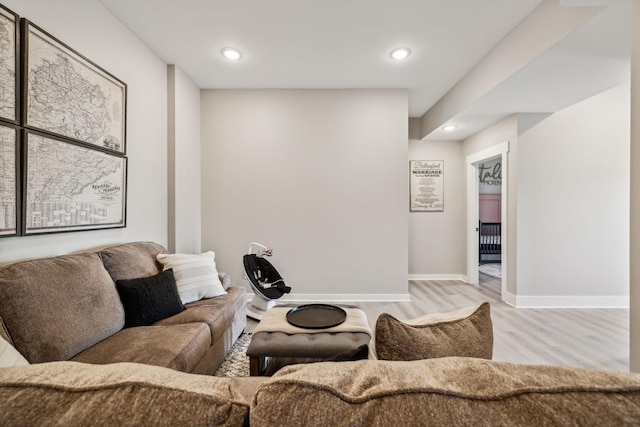 living room featuring light hardwood / wood-style flooring