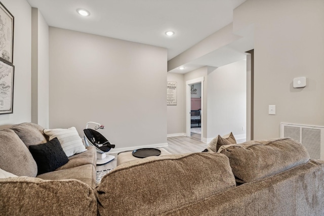 living room featuring light hardwood / wood-style floors