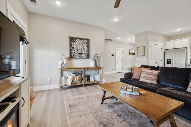 living room featuring light hardwood / wood-style flooring