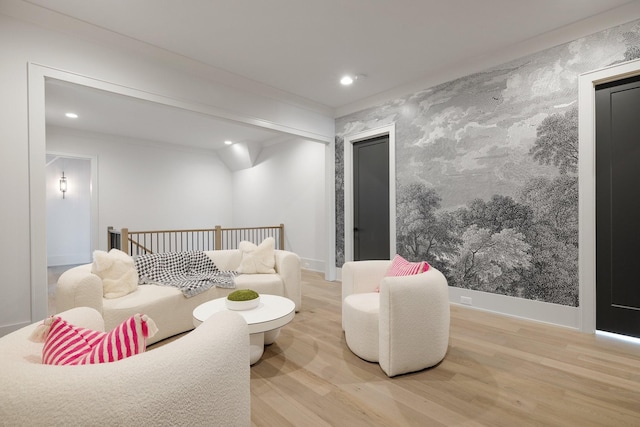 living area featuring light hardwood / wood-style floors