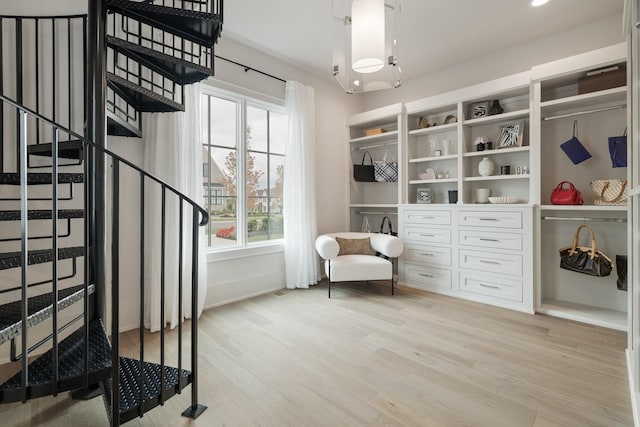 interior space with light hardwood / wood-style floors