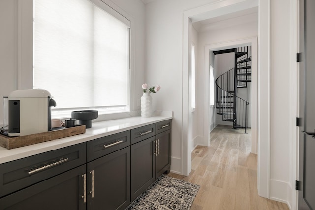 bathroom with wood-type flooring