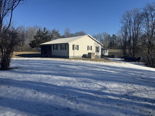 view of snow covered exterior