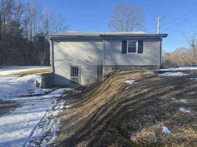 view of snow covered exterior