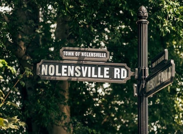 view of community sign