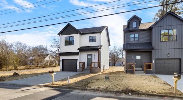 front facade with a garage