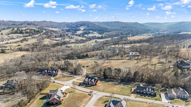 birds eye view of property with a mountain view