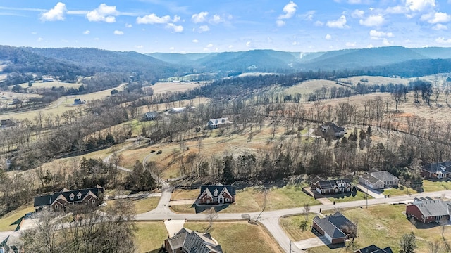 birds eye view of property featuring a mountain view