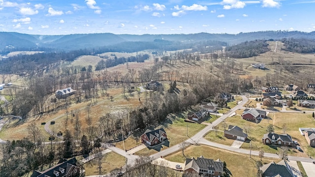 birds eye view of property with a mountain view