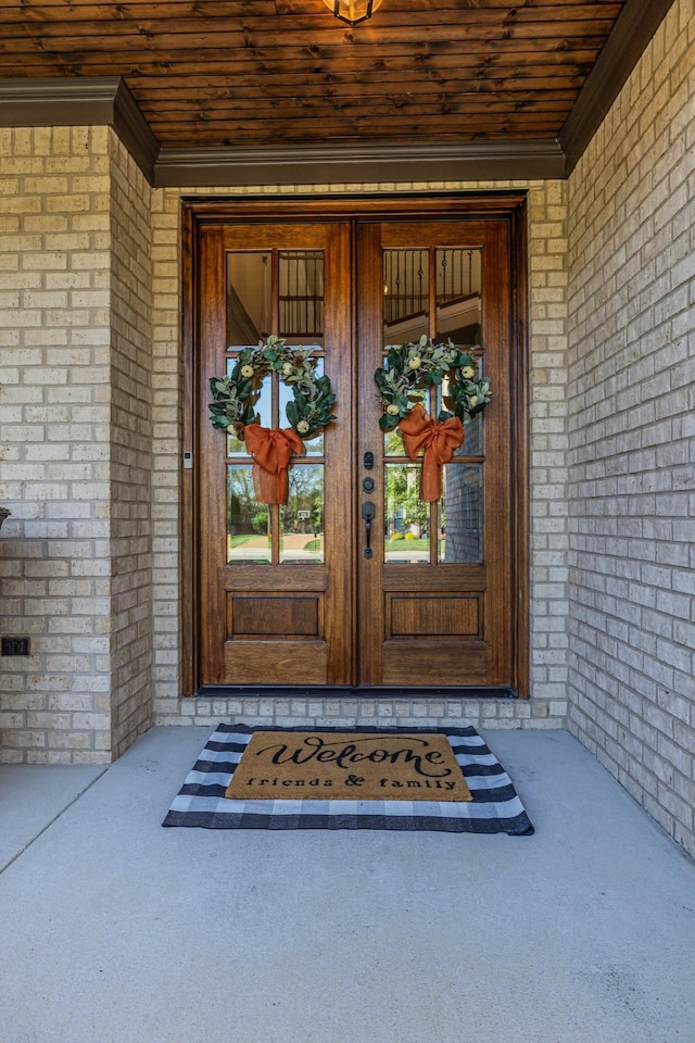 view of exterior entry with french doors