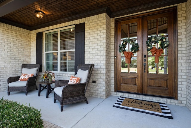 view of exterior entry with french doors