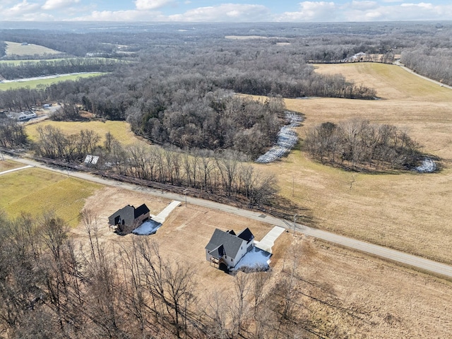 bird's eye view featuring a rural view