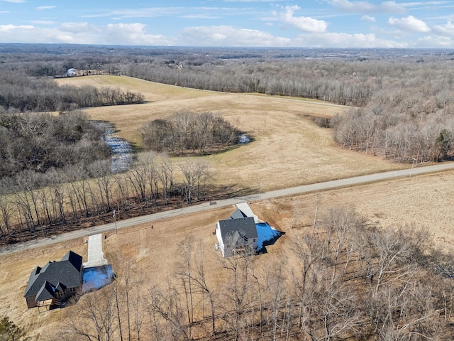 aerial view featuring a rural view