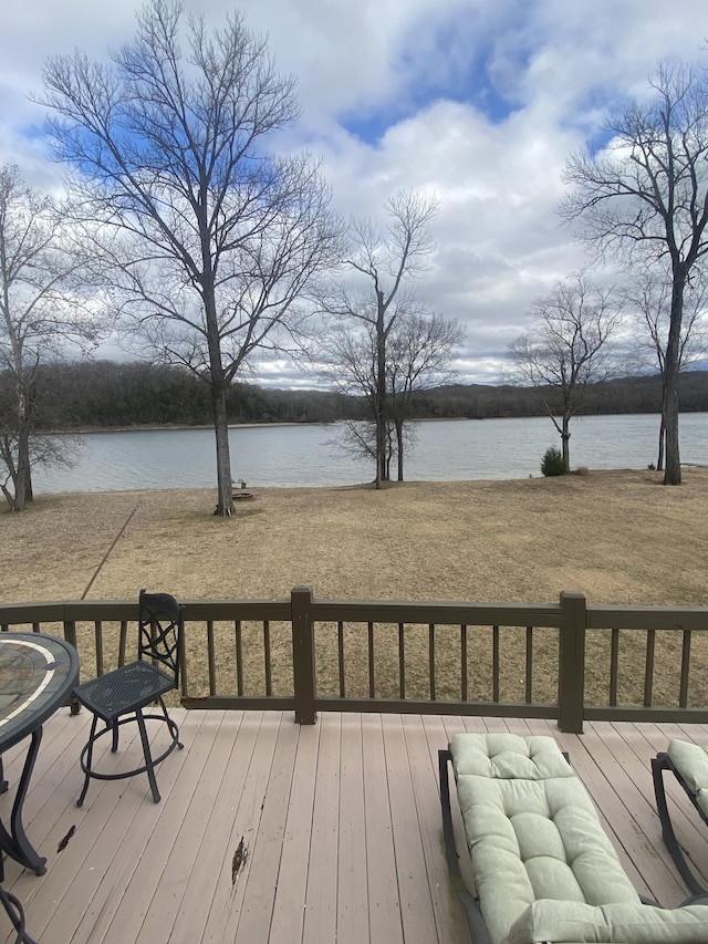 deck with a water view