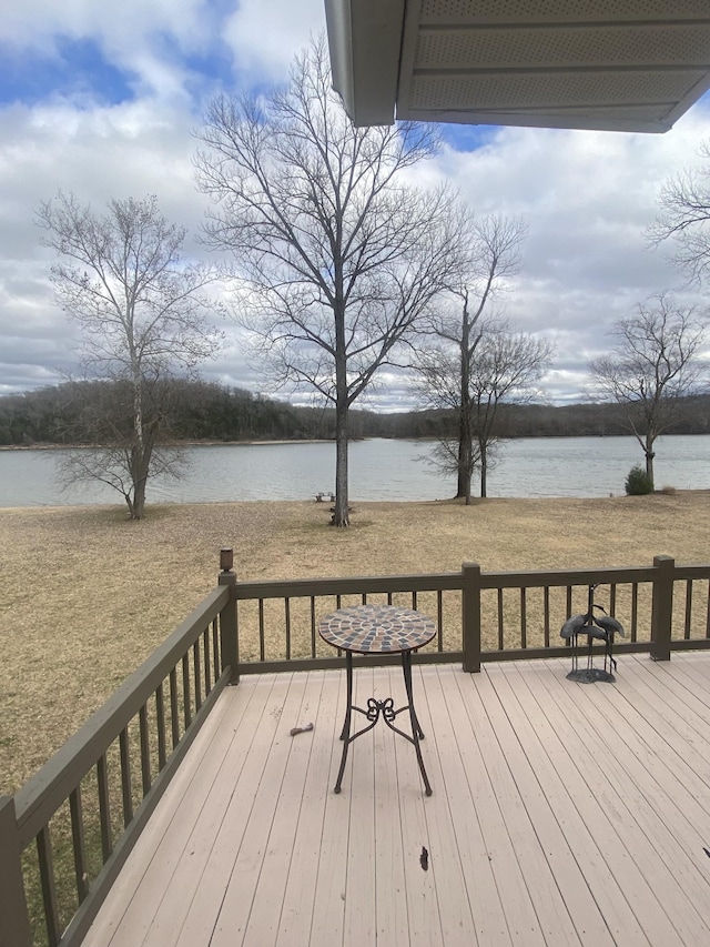 deck with a water view