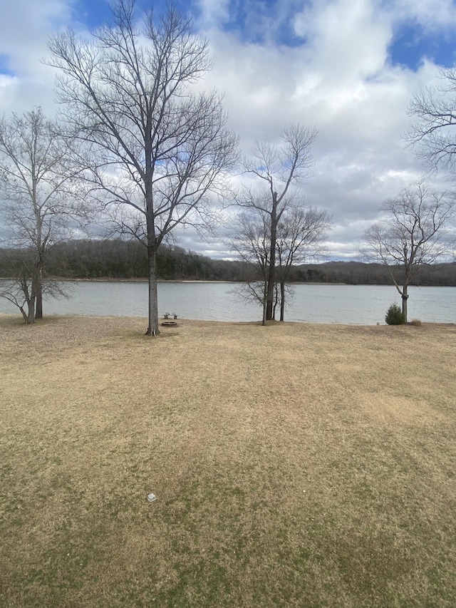 view of yard with a water view