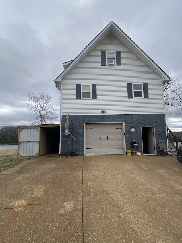 exterior space featuring a garage