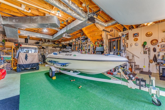 garage with a garage door opener