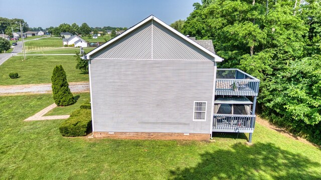 270 River Chase Rd, Allensville, KY 42204 - view of side of home with crawl space, a wooden deck, and a yard