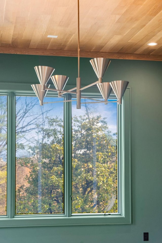 room details featuring wooden ceiling