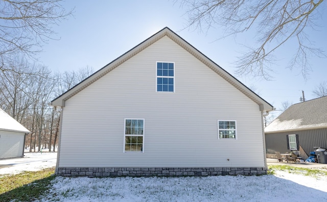 view of snow covered exterior