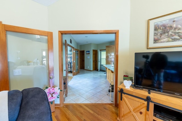 interior space with light hardwood / wood-style flooring