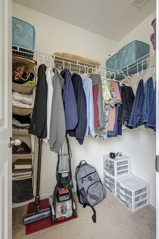 spacious closet with carpet floors