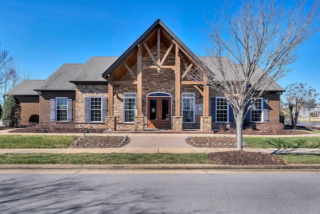 craftsman inspired home with french doors