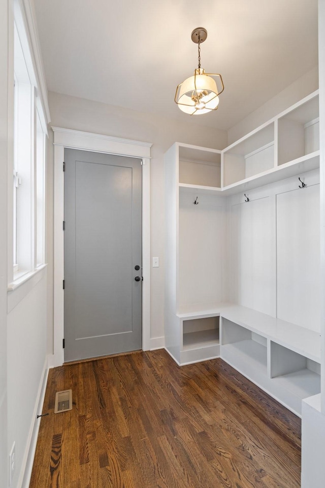 mudroom featuring dark hardwood / wood-style floors