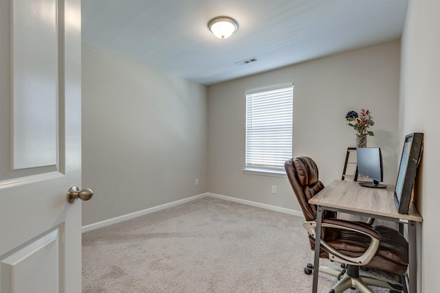 view of carpeted office space