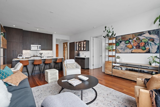 living room with light wood-type flooring