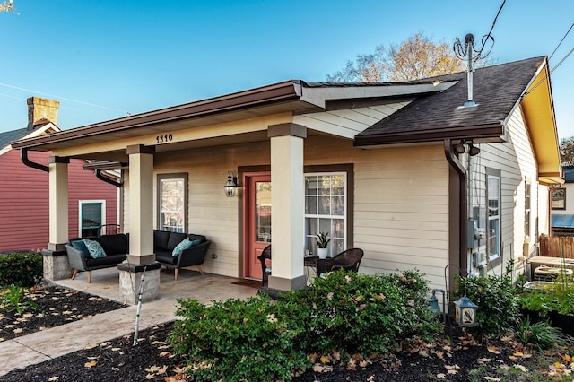 exterior space with an outdoor living space and a patio