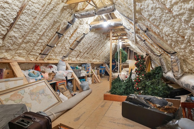 view of unfinished attic