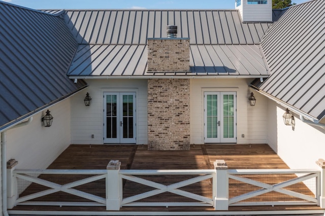 doorway to property with french doors and a deck