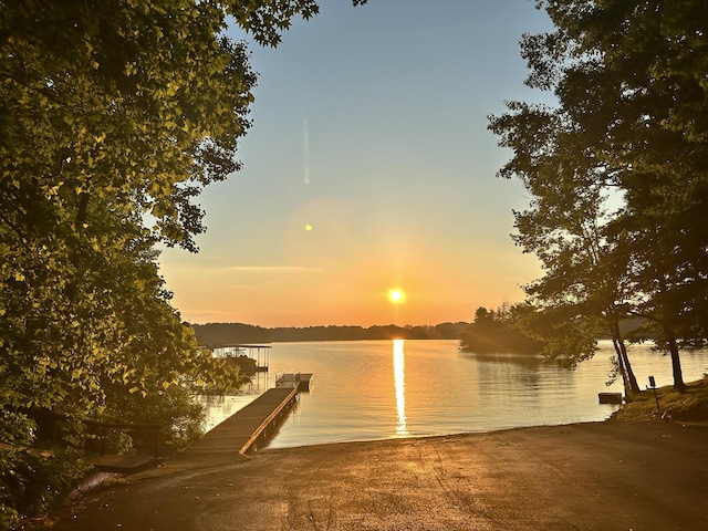 view of dock featuring a water view