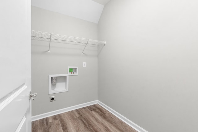 laundry area with washer hookup, hardwood / wood-style flooring, and hookup for an electric dryer