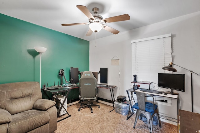 office space with ceiling fan