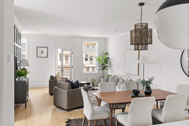 dining area with light wood-type flooring