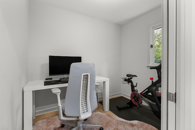 office area with hardwood / wood-style floors