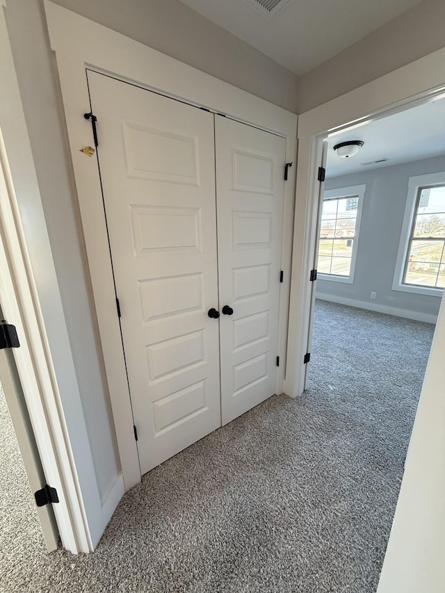 hallway featuring carpet floors