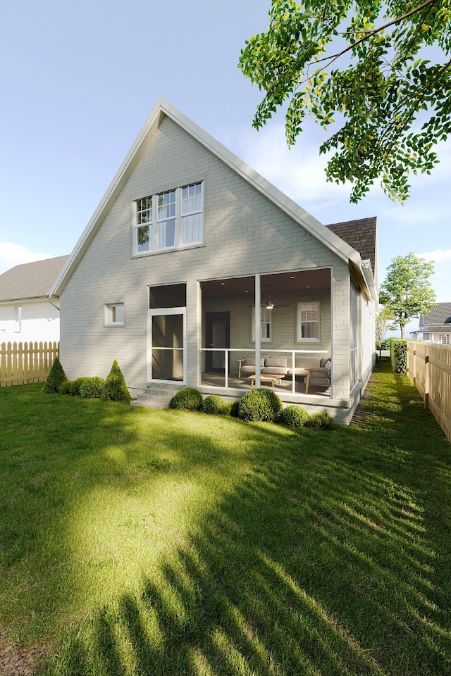 rear view of property with a patio area and a yard