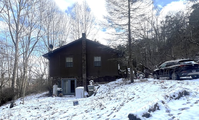 view of snow covered exterior