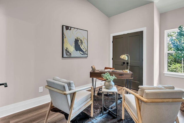 living area featuring hardwood / wood-style flooring