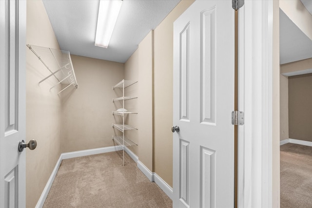 spacious closet with light carpet