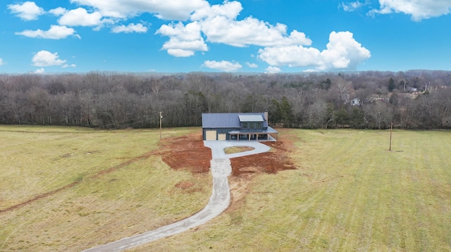 drone / aerial view with a rural view